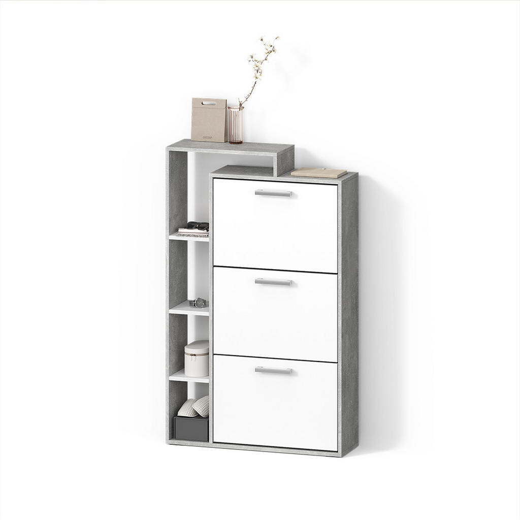 Livinity® BOTNÍK Ortello Bílá/beton 80 x 128.3 cm se 3 přihrádkami
