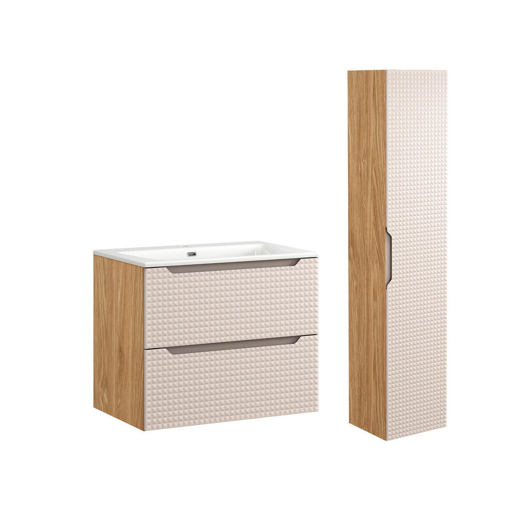 Petits-meubles KOUPELNOVÝ NÁBYTEK 71cm Mallory 2er-Set Béžová a dřevo