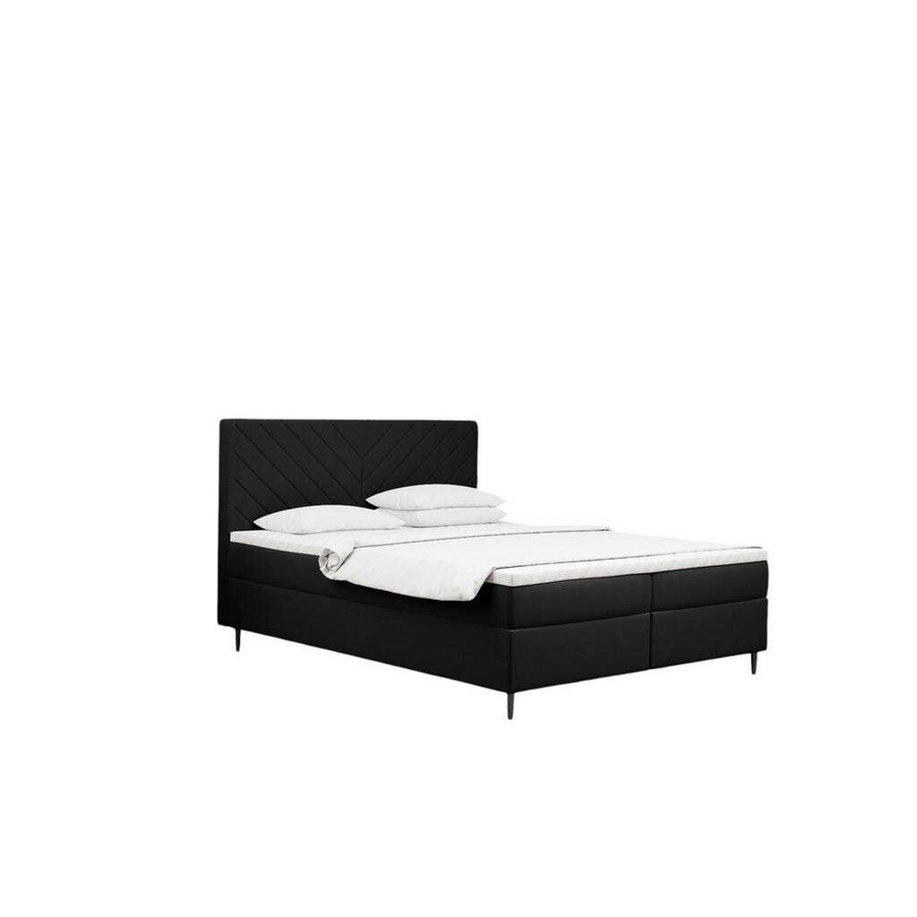 Kaiser Möbel KONTINENTÁLNÍ POSTEL s úložným prostorem, matrací a topperem RUGIA tkanina Velvet Černá 200x200 cm H2-Pocket