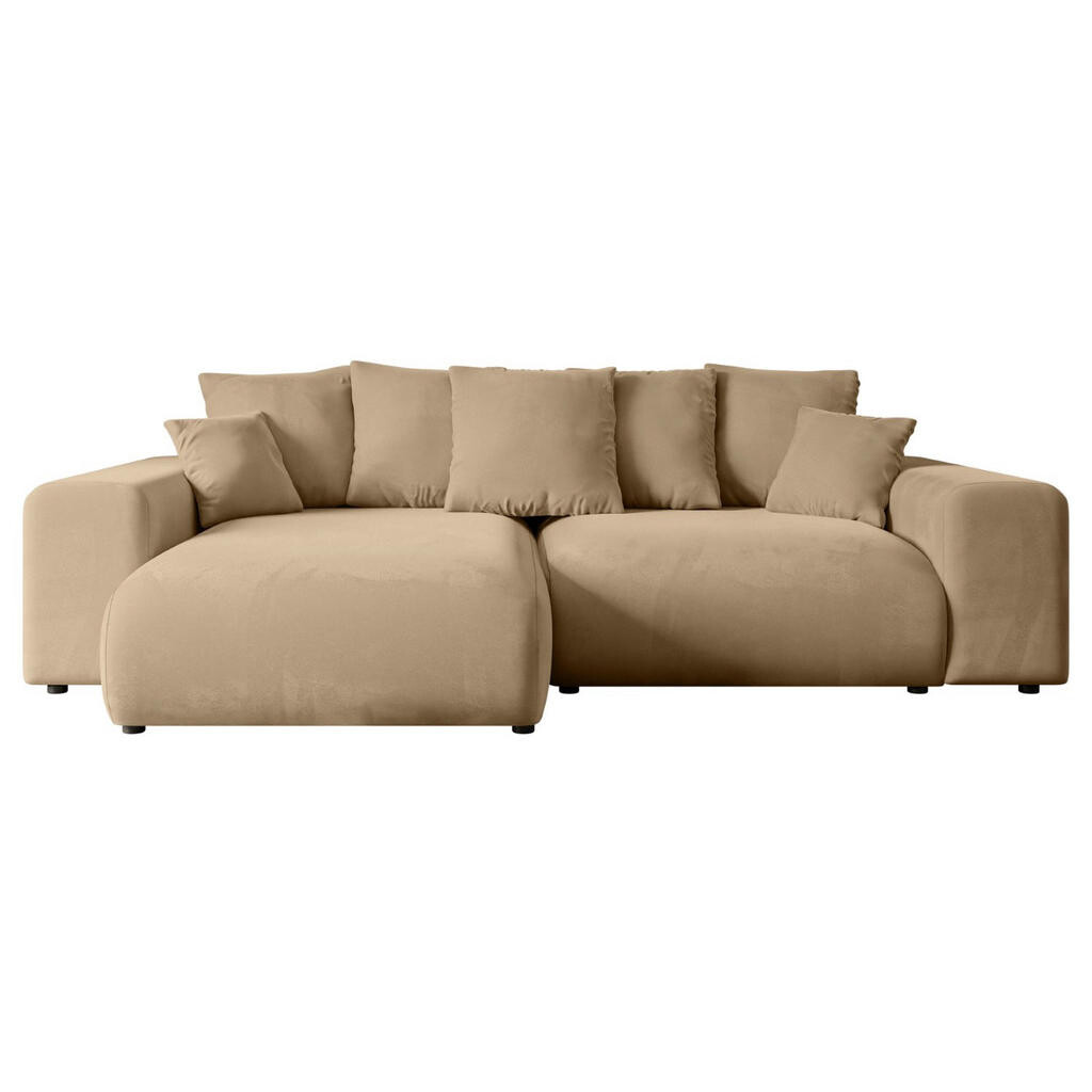 ALTDECOR ROHOVÁ SEDACÍ SOUPRAVA s otomanem vlevo ESKAR-L 266x176x72 béžový velur