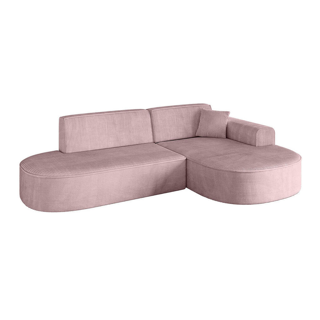 ALTDECOR ROHOVÁ SEDACÍ SOUPRAVA s otomanem vpravo MARI-L1 – 243 x 171 x 79 cm, růžový manšestr