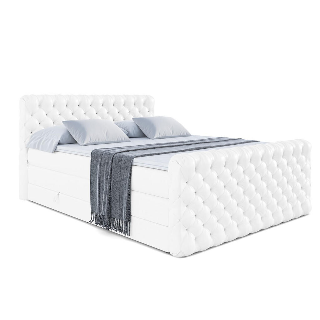 ALTDECOR POSTEL boxspring BOXI8-Z KING – 160 × 200 – H3/H4 – vysoce lesklá bílá