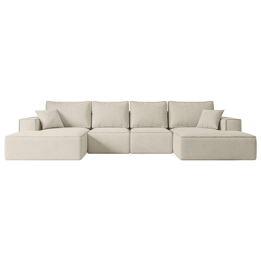 ALTDECOR SEDACÍ SOUPRAVA s funkcí lůžka a úložným prostorem pod postelí SIERRA-U-S – 349 x 161 x 87 cm, béžová varianta veluru