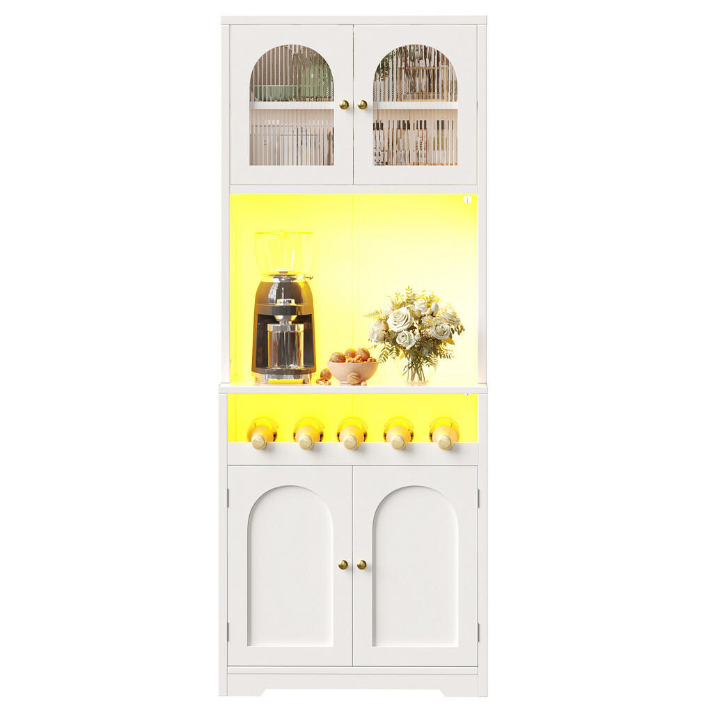 FLIEKS VYSOKÁ SKŘÍŇ, 180 cm, RGB LED, skleněná dvířka, bílá