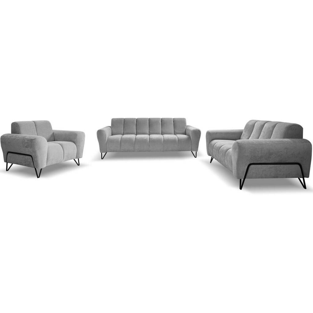 Beautysofa SEDACÍ souprava Volare (pohovky + křeslo), bez funkce spaní, šedá