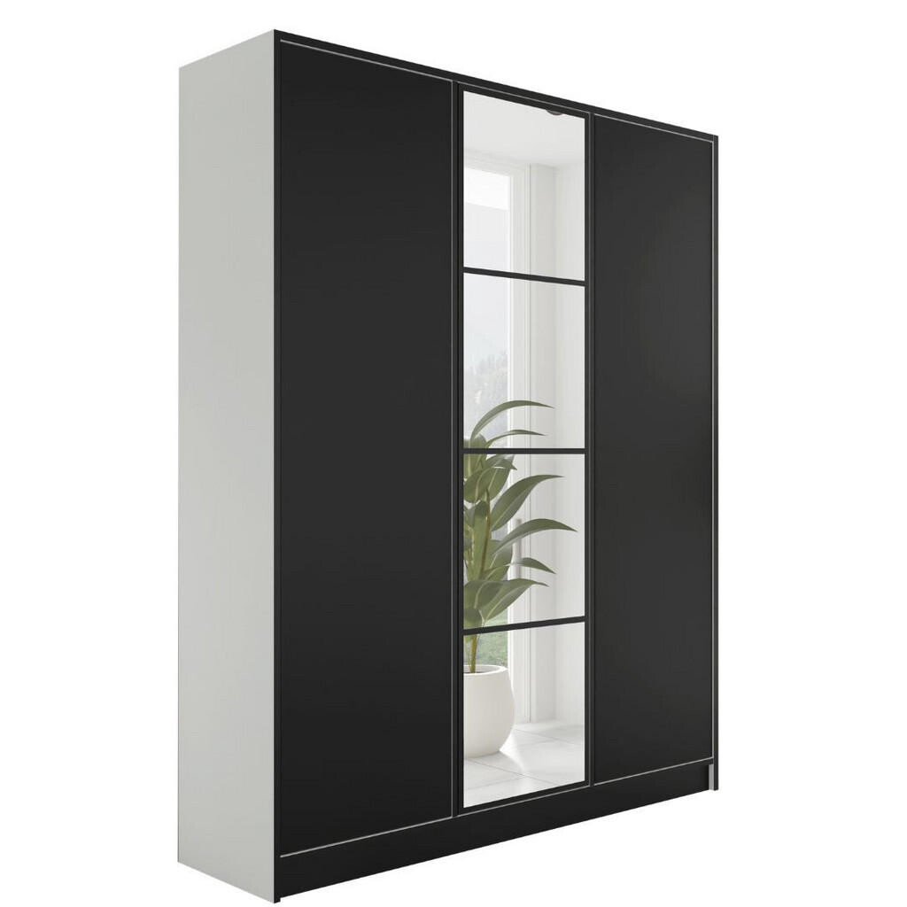 Kier Furniture ŠATNÍ SKŘÍŇ EDEN 3D v4 - 156,4x205x39 cm - Bílá, Černá
