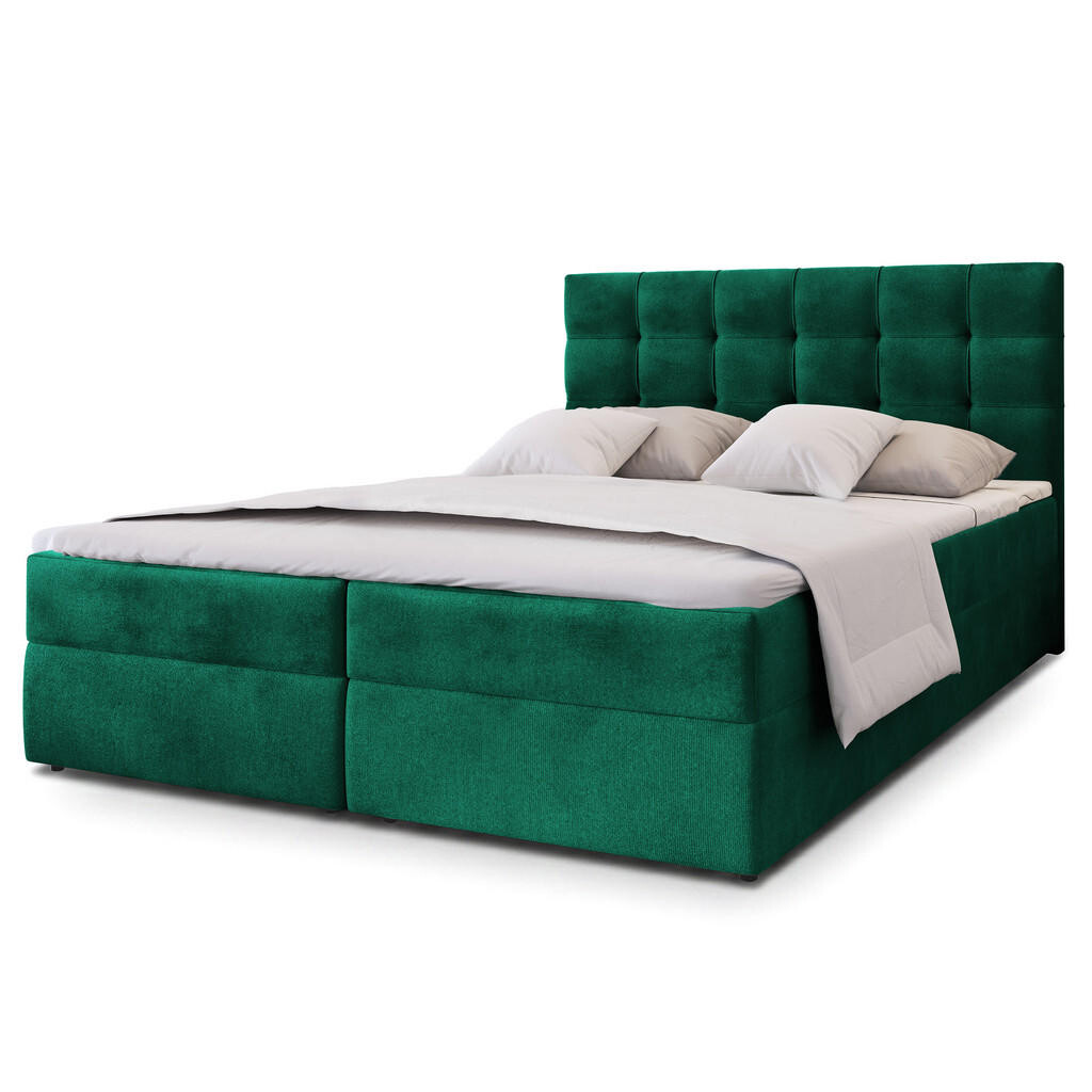 MASSENO AMERICKÁ POSTEL GLOS 180x200 cm, s matrací a úložným prostorem, tmavě zelená