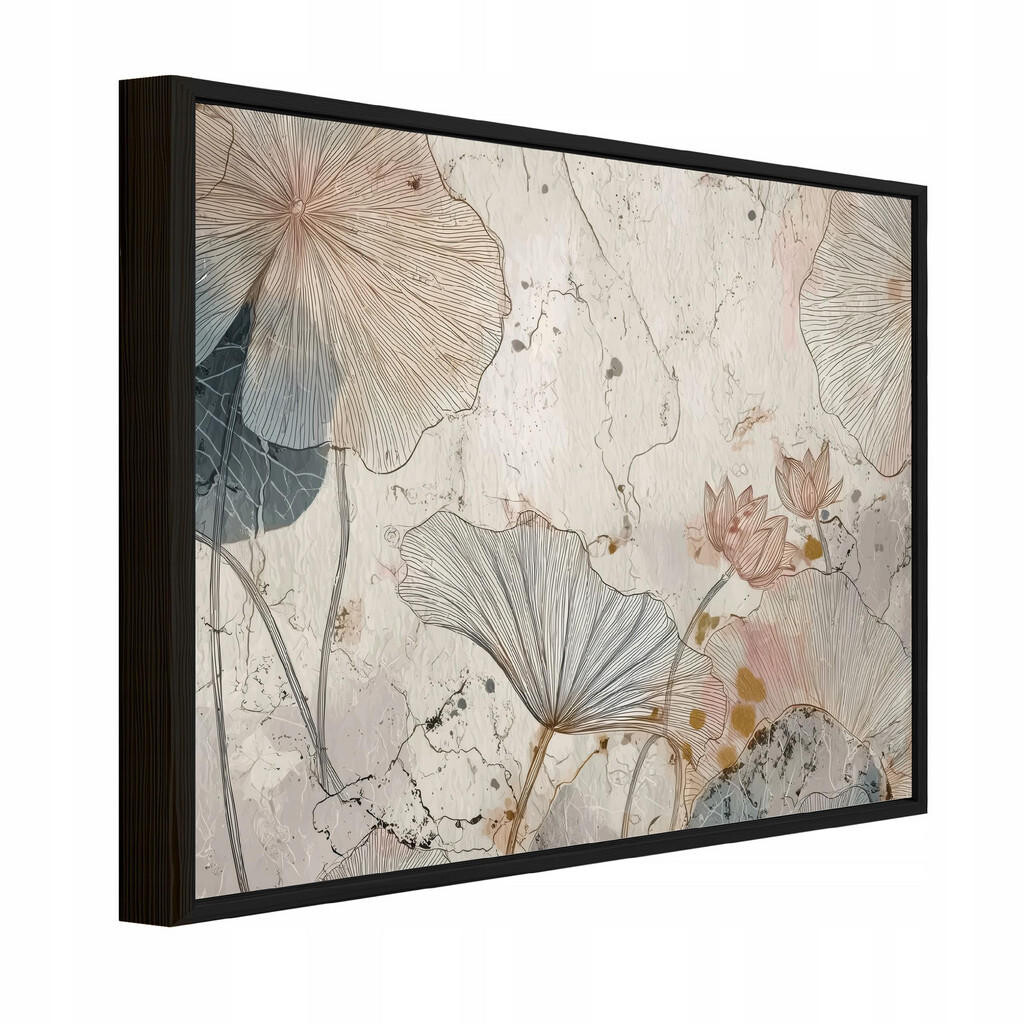 Wallarena ZARÁMOVANÉ obrazy květiny beton béžová 100x70 cm