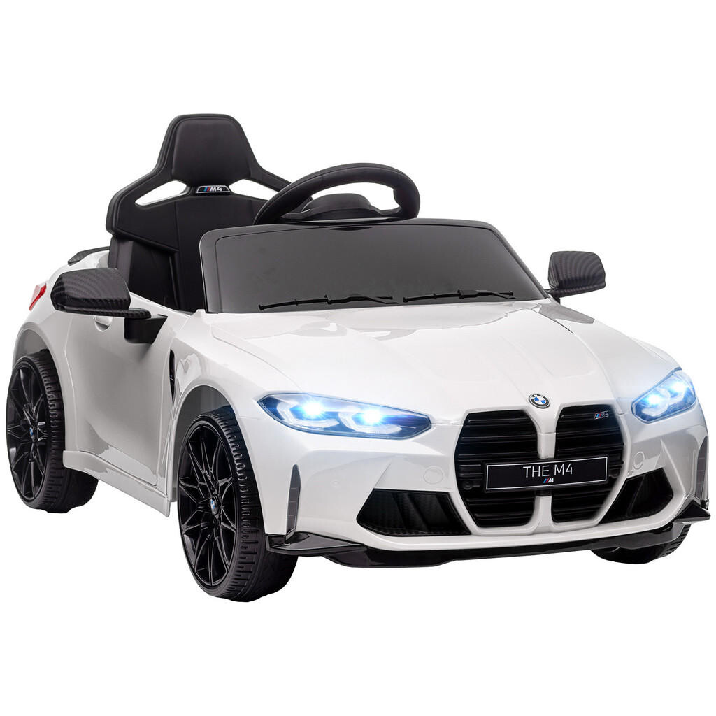 AIYAPLAY DĚTSKÉ elektrické autíčko 12 V s dálkovým ovládáním 2,4 GHz, 3–5 km/h, bílé