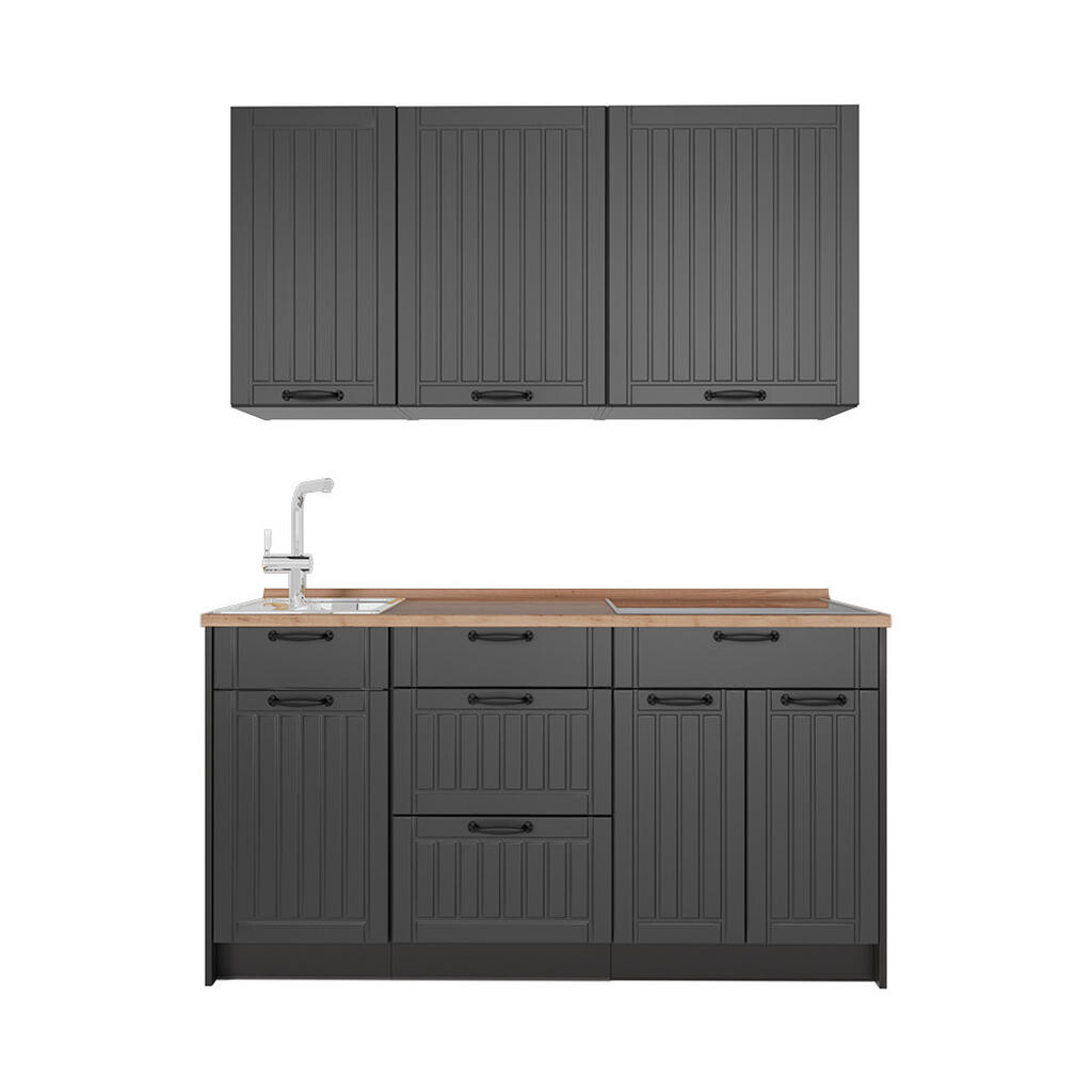 Vicco JEDNOTKOVÁ KUCHYNĚ Fame-Line, Tmavě šedá/Antracit, 150 cm, PD Dub
