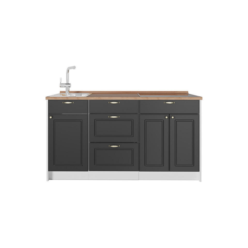 Vicco KUCHYŇSKÝ BLOK Fame-Line, Anthrazit-Gold Landhaus, 150 cm, PD Dub