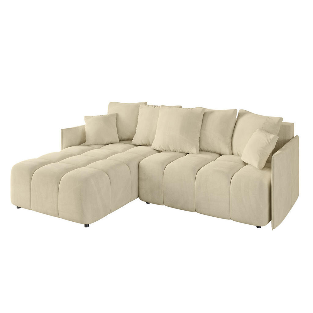 ALTDECOR ROHOVÁ SEDACÍ SOUPRAVA s otomanem vlevo LONLI-L 251x189x68 šedohnědý velur