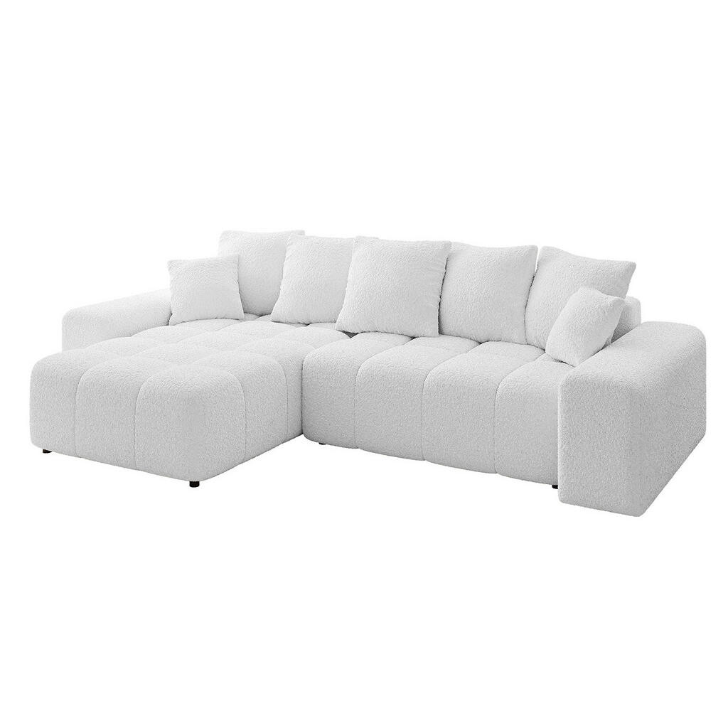 ALTDECOR ROHOVÁ SEDACÍ SOUPRAVA s otomanem vlevo ENIL-L 297x189x68 bílá buklé
