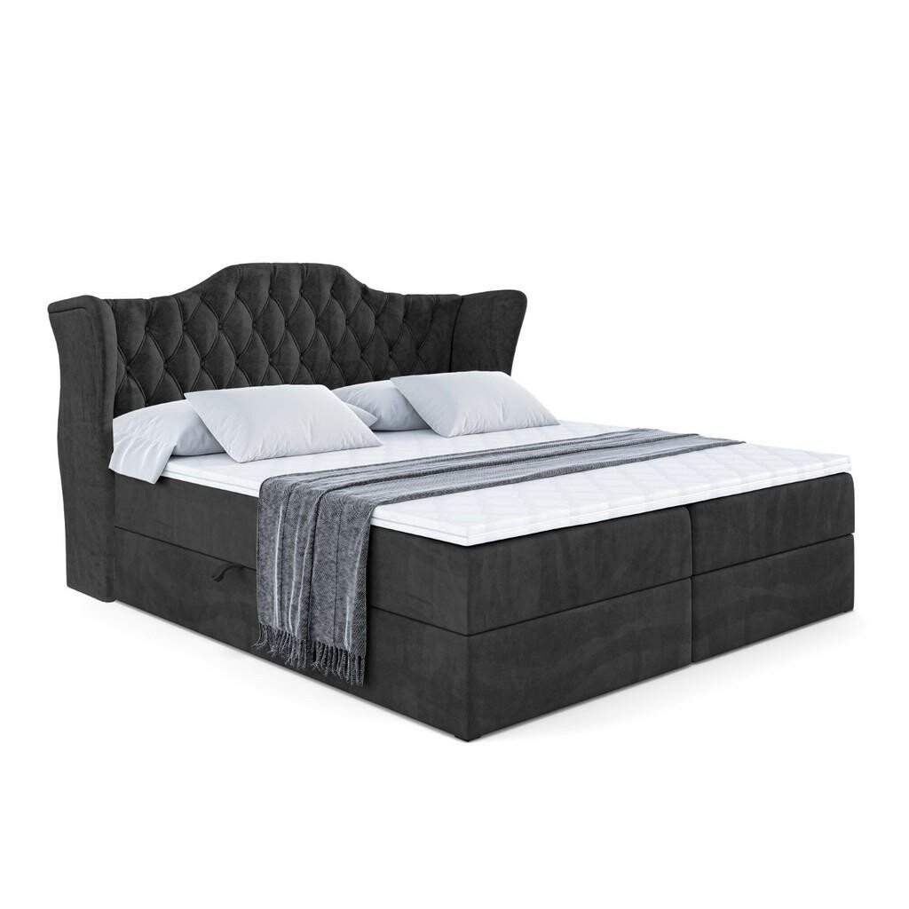 ALTDECOR AMERICKÁ postel s matrací H3 a roštem – VILA – 120 × 200 cm, černá