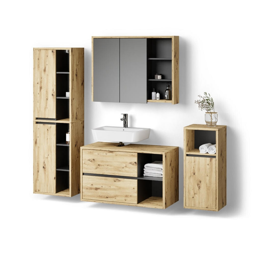 Livinity® SADA NÁBYTKU DO KOUPELNY Vomano, Hnědá, 4dílná