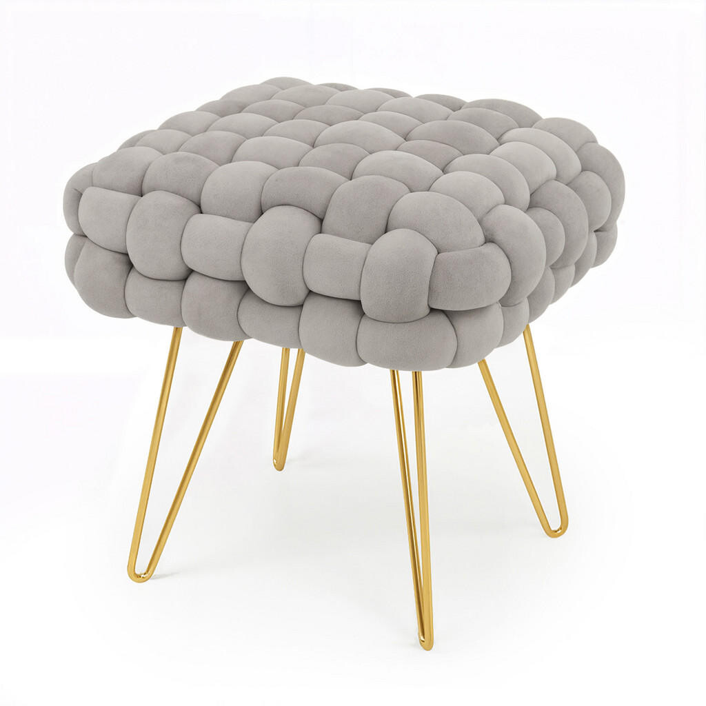RAUMHIRSCH FURNITURE ČALOUNĚNÝ TABURET s ocelovými nohami, šedý 38/42/38