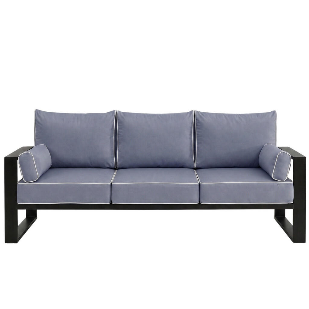 Beautysofa RELAXAČNÍ pohovka Verdino 3místná s kovovým rámem 215 cm, modrošedý