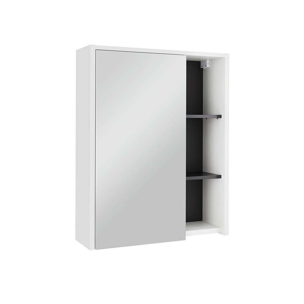 Vicco SKŘÍŇKA SE ZRCADLEM DO KOUPELNY Viola Bílá/šedá 60 x 75 cm s otevřenými policemi