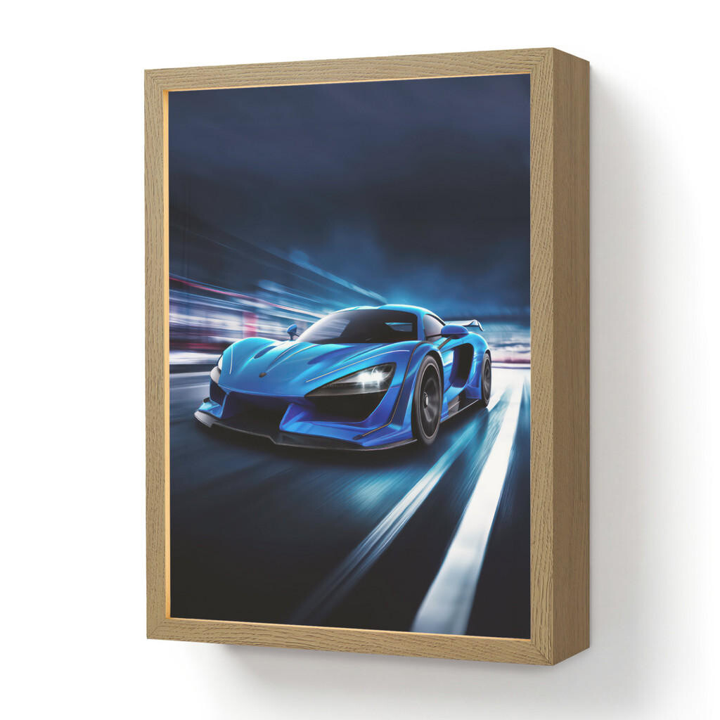 OnlyWow NÁSTĚNNÁ LAMPA S AKUMULÁTOREM Auto - Modrá - Chlapci - Dítě 30x40 cm