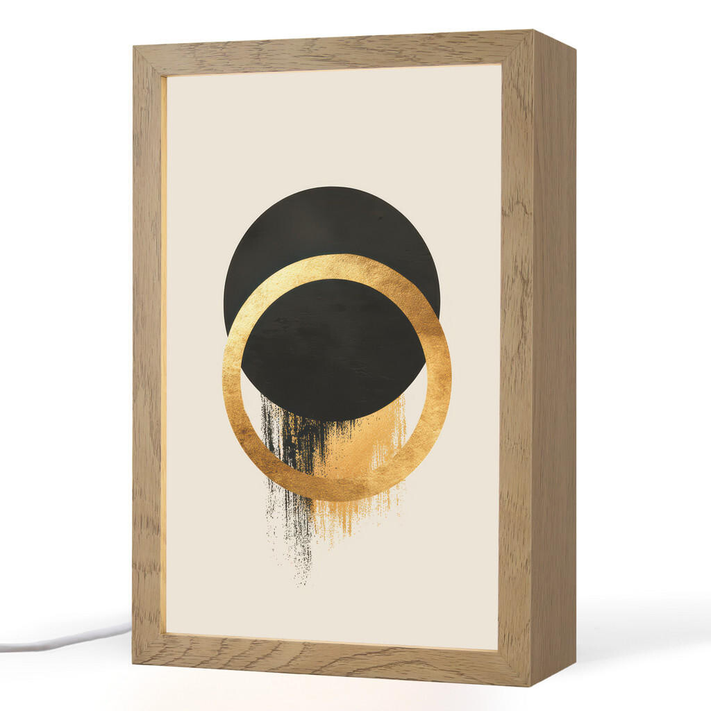 OnlyWow STOLNÍ LAMPA Abstraktní design - Černý kruh - Skvrny od barvy 20x30 cm
