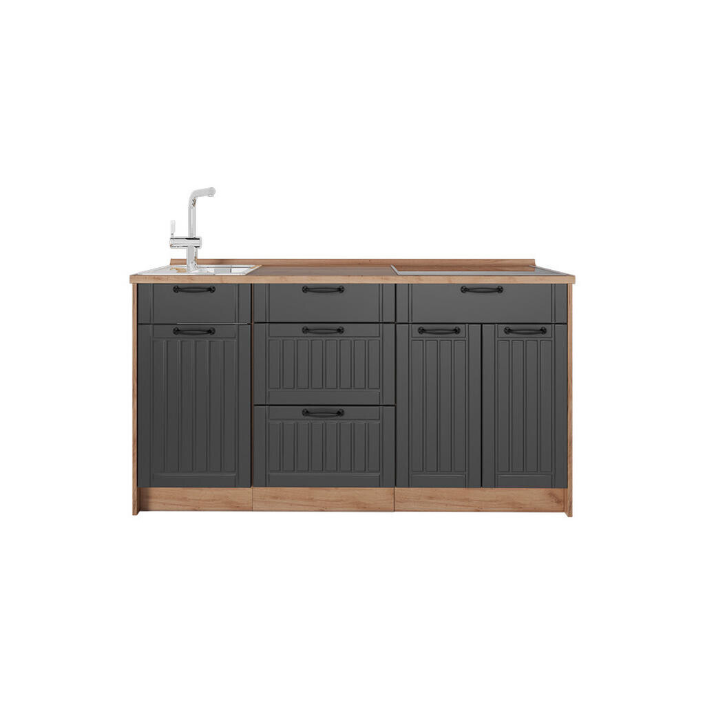 Vicco KUCHYŇSKÝ BLOK Fame-Line, Tmavě šedá, 150 cm, PD Dub