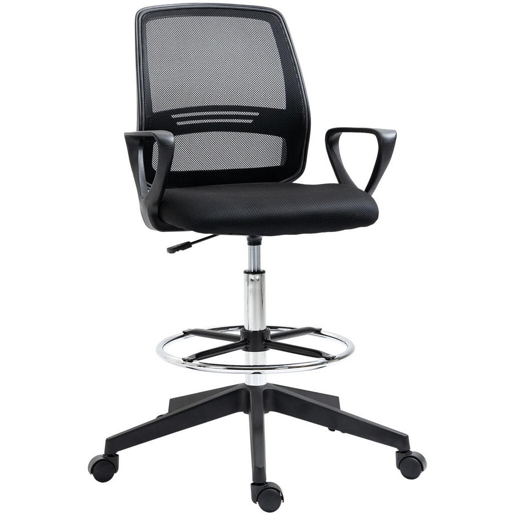 OKWISH KANCELÁŘSKÁ židle 68/66/100-120 cm černá z kovu, plastu a síťoviny s nastavitelnou výškou