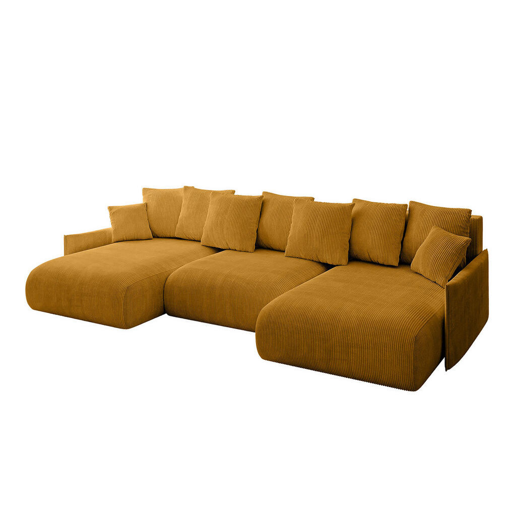 ALTDECOR SEDACÍ SOUPRAVA s funkcí lůžka a úložným prostorem pod postelí ONESK-U-v1 317x177x72 hořčicově žlutá manšestr
