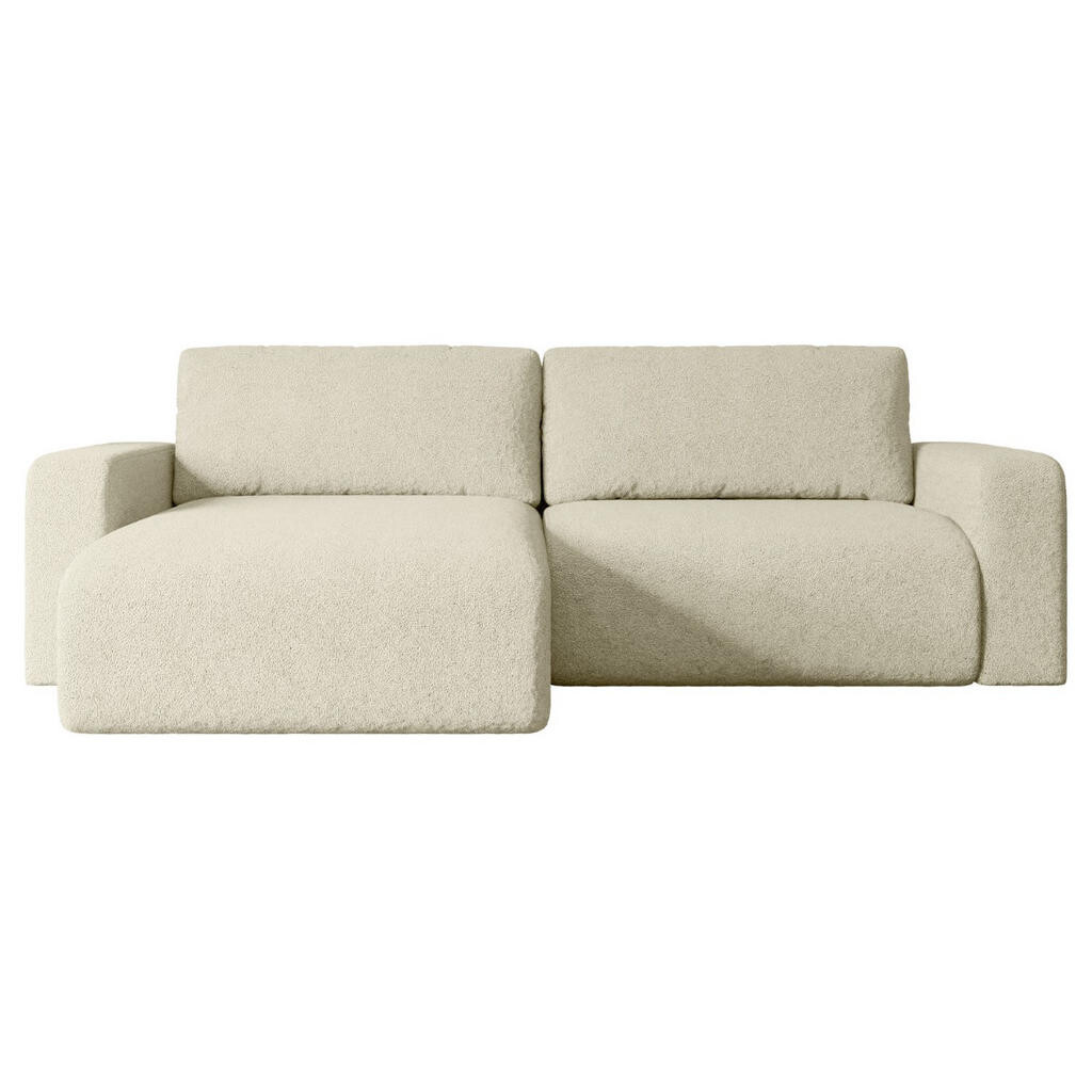 ALTDECOR ROHOVÁ SEDACÍ SOUPRAVA s funkcí lůžka a úložným prostorem KLEEA-L – 247 × 143 × 83 cm, béžová buklé