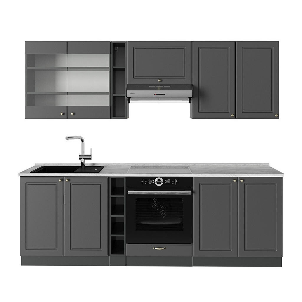 Vicco KUCHYŇSKÝ KOUT Fame-Line Anthrazit-Gold Landhaus 235 cm , PD Mramor