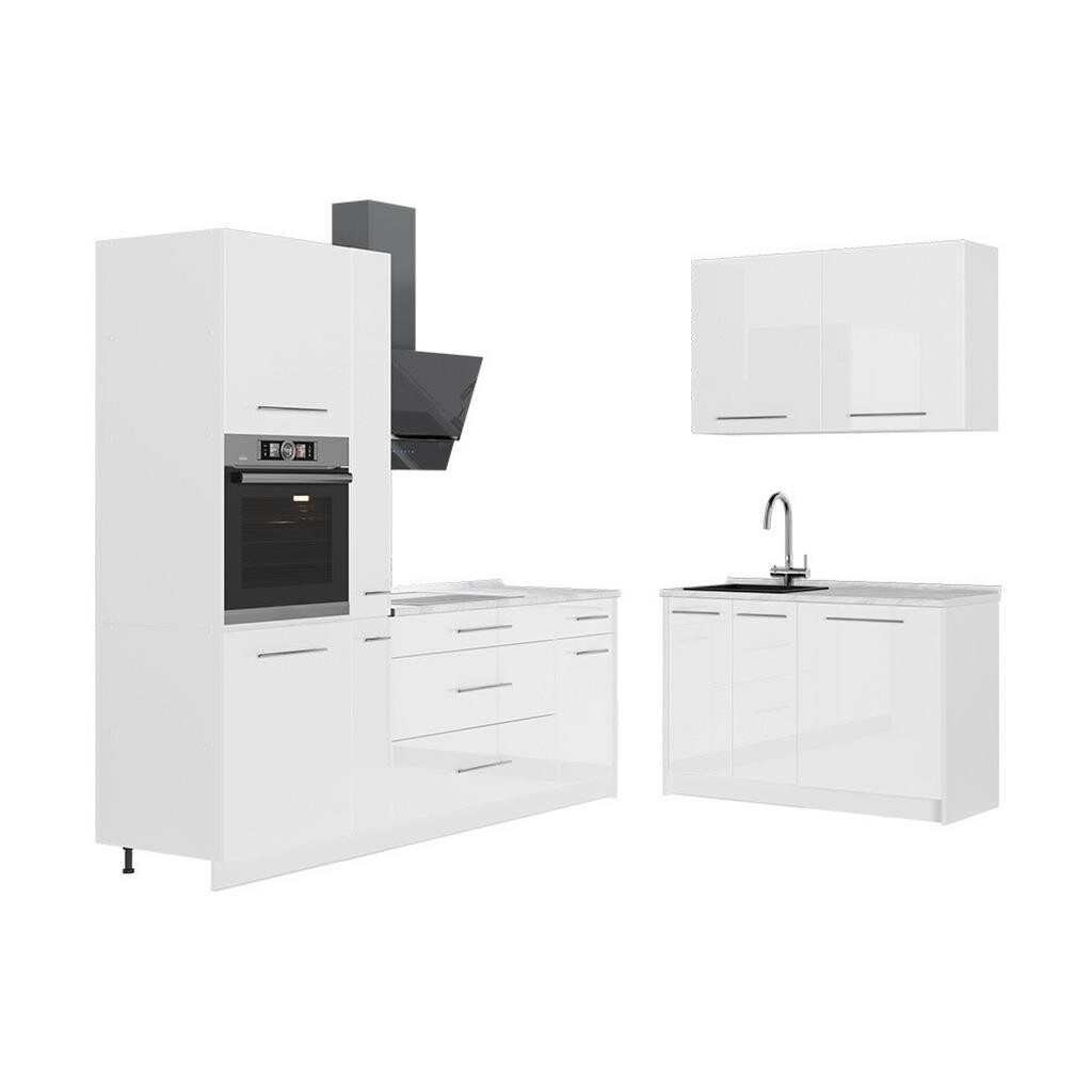 Vicco KUCHYNĚ Fame-Line, Bílá vysoký lesk/Bílá, 220 x 120 cm, PD Mramor