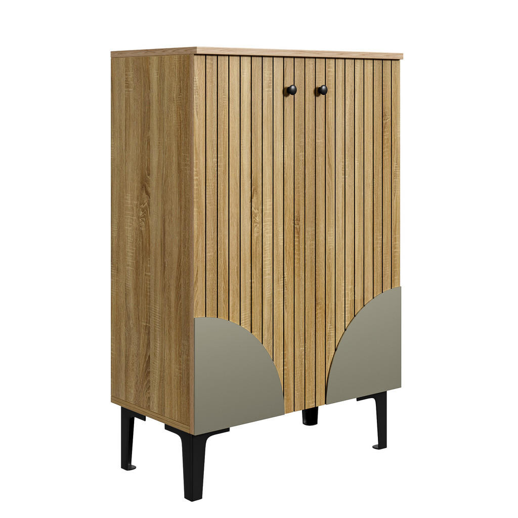 Urban Meuble SIDEBOARD 60 cm v dekoru přírodního dřeva 2 dvířka a černý kovový rám