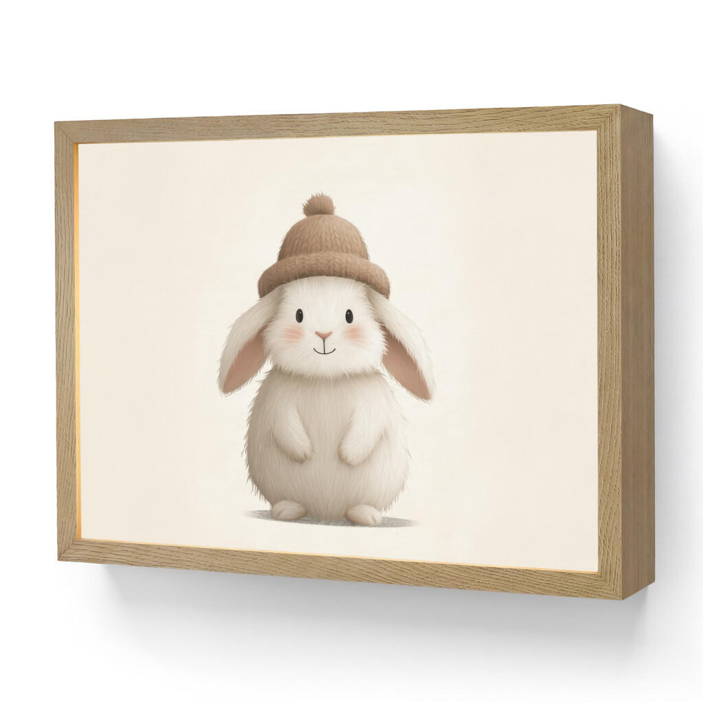 OnlyWow NÁSTĚNNÁ LAMPA S AKUMULÁTOREM Králík - Klobouk - Uši - béžový 40x30 cm