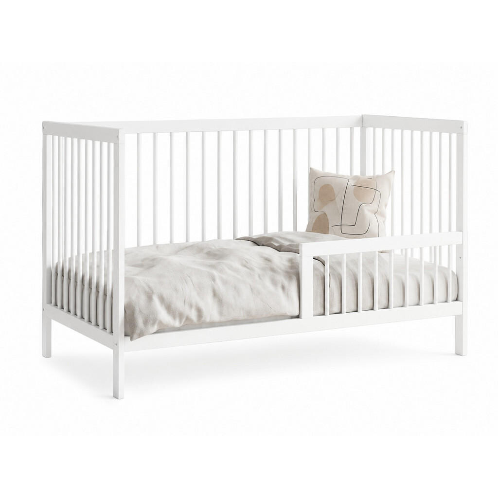 Kids Collective BABYPOSTÝLKA s poloviční boční zábranou 70x140 cm v bílé barvě