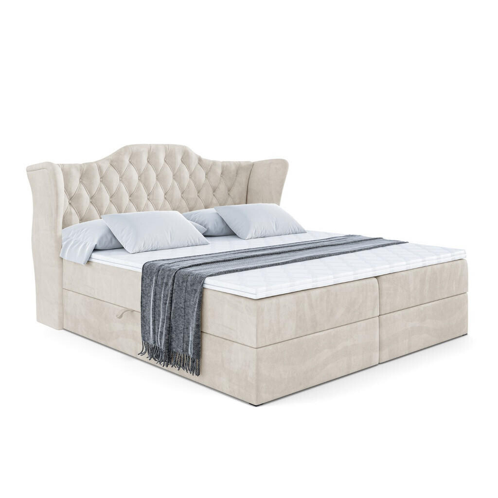 ALTDECOR AMERICKÁ postel s matrací H3 a roštem – VILA – 180 × 200 cm, ecru