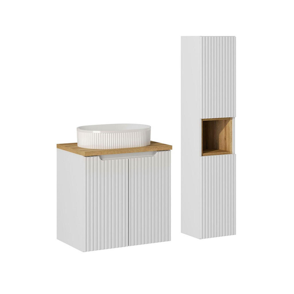Petits-meubles KOUPELNOVÝ NÁBYTEK 60cm Riva 2er-Set Bílá a dřevo