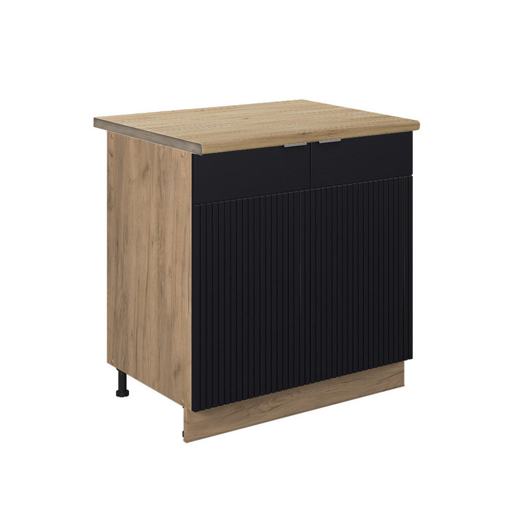 Vicco SPODNÍ SKŘÍŇKA KUCHYŇSKÉ LINKY Fame-Line Černý pruhovaný 80 cm s policí, PD Dub