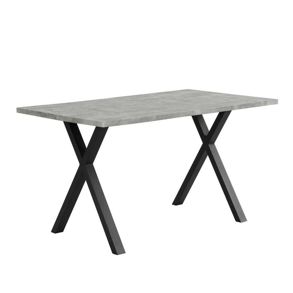 OKWISH JÍDELNÍ stůl 140/80/76 cm šedý a černý z MDF a kovu s křížovou podnoží
