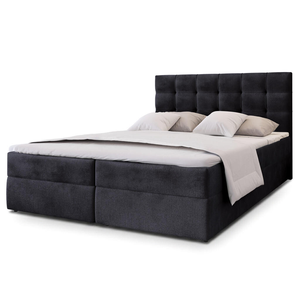 MASSENO AMERICKÁ POSTEL GLOS 160x200 cm, s matrací a úložným prostorem, černá