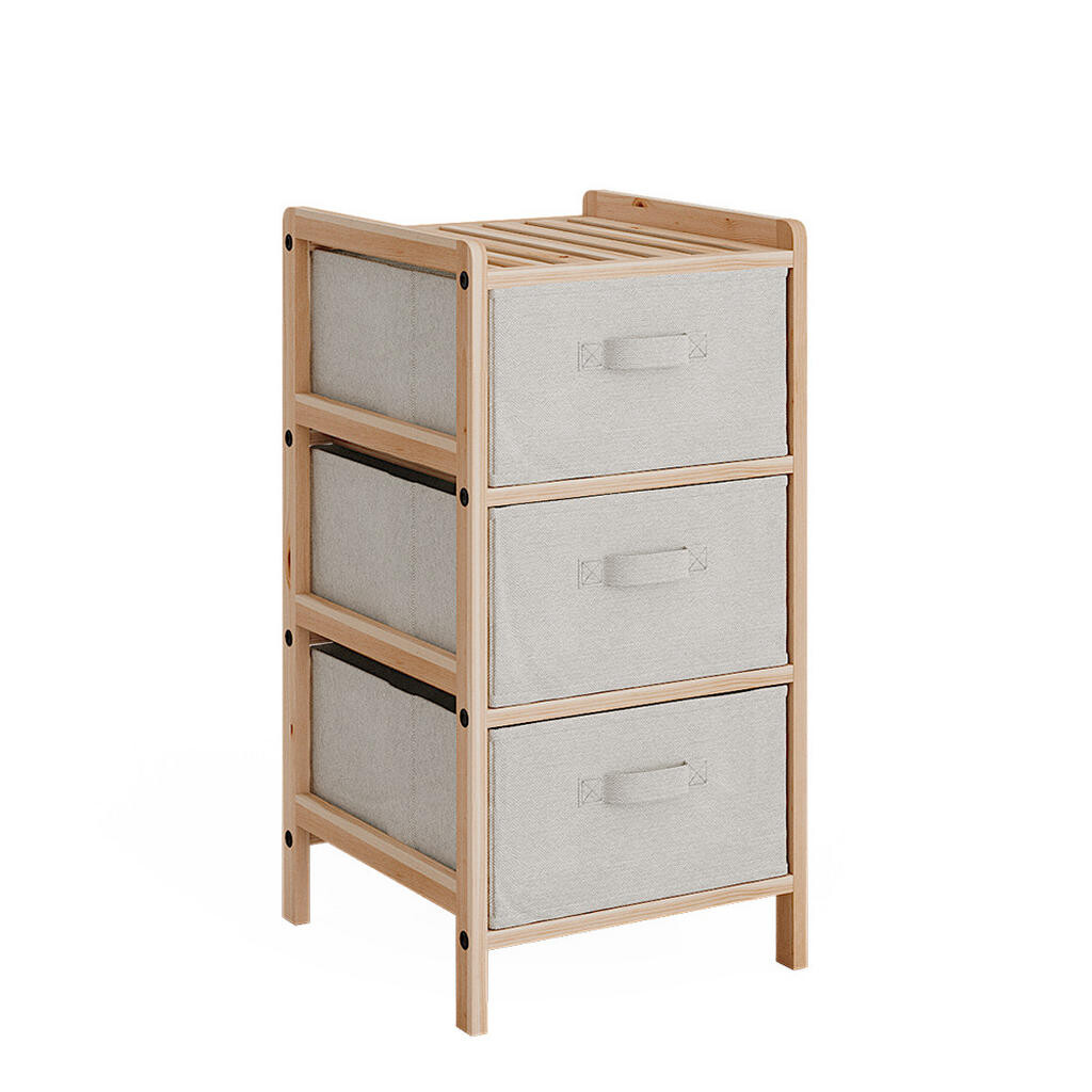 Vicco KOUPELNOVÁ SKŘÍŇKA Bruno Béžová 34.5 x 67 cm se 3 látkovými zásuvkami