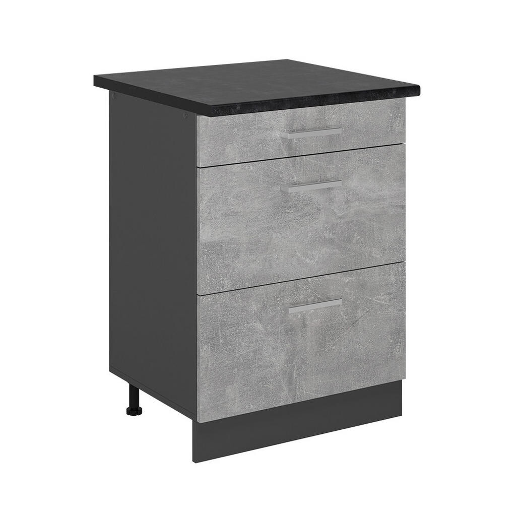 Vicco SPODNÍ SKŘÍŇKA KUCHYŇSKÉ LINKY R-Line Beton 60 cm se zásuvkami, PD Antracit