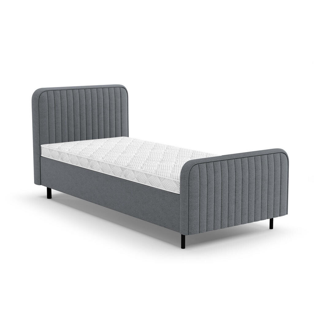 Beautysofa ČALOUNĚNÁ POSTEL Lami 90x200, jednolůžko s úložným prostorem a pěnovou matrací 10 cm, tmavě šedá