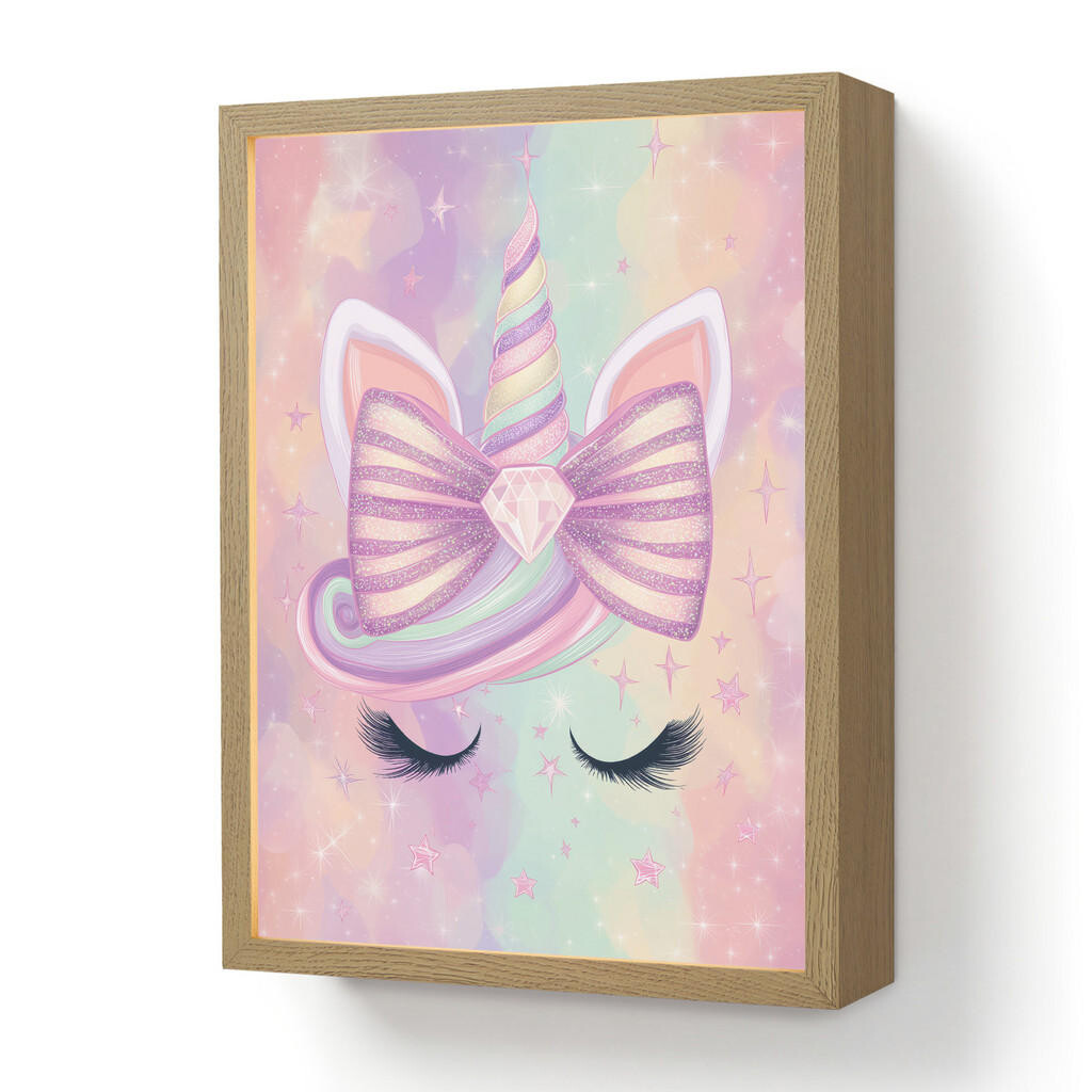 OnlyWow NÁSTĚNNÁ LAMPA S AKUMULÁTOREM Jednorožec - Třpytky - Duha - Pastelové barvy 30x40 cm