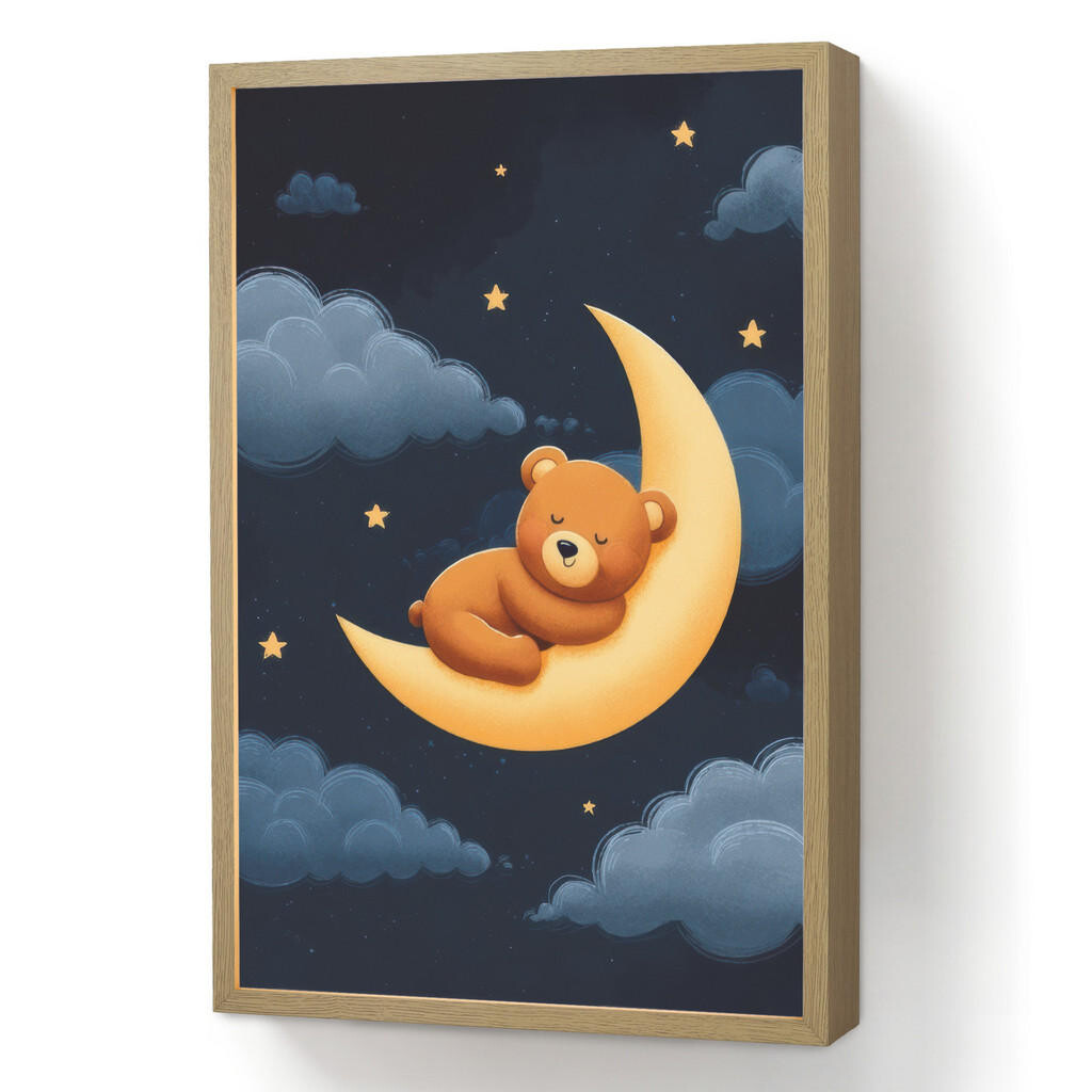 OnlyWow NÁSTĚNNÁ LAMPA S AKUMULÁTOREM Medvídek - Měsíc - Mraky - Hvězdy 40x60 cm