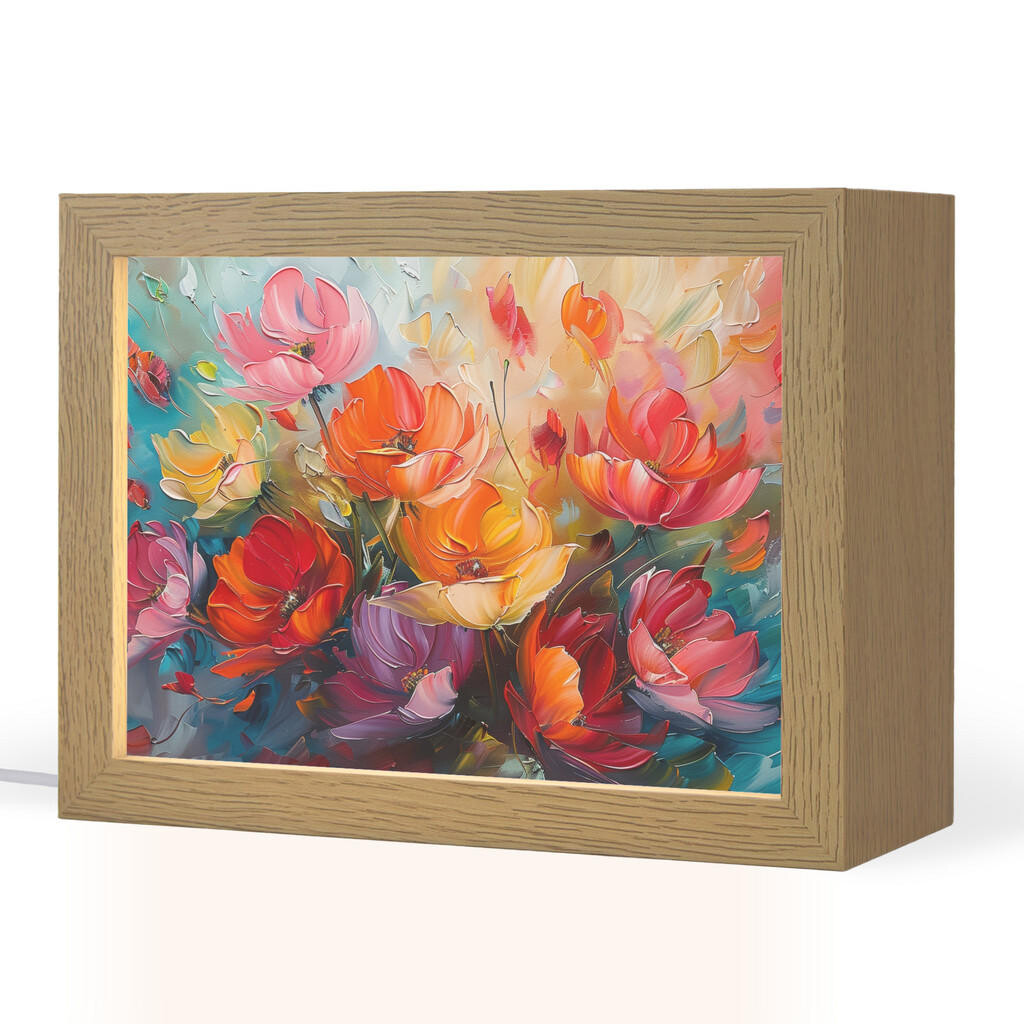 OnlyWow STOLNÍ LAMPA Květiny - barevné - malba - abstraktní - umění 20x15 cm