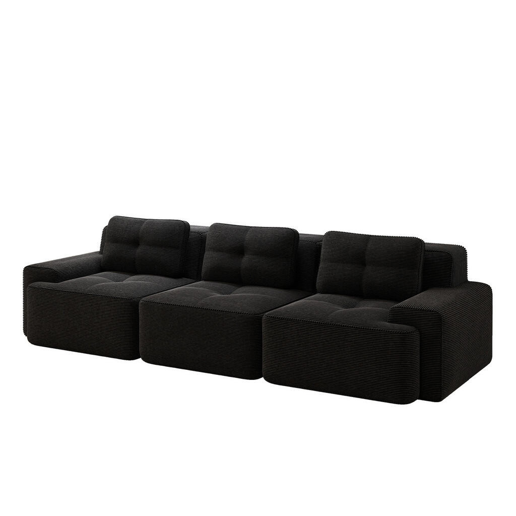 OKWISH MODULÁRNÍ pohovka 74 cm černá z manšestru s hlubokým sezením