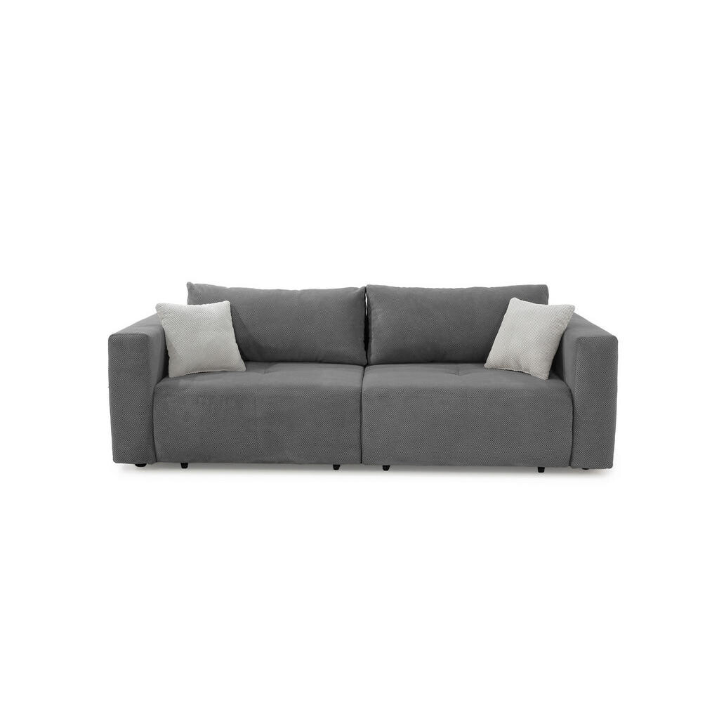 luma-home ROZKLÁDACÍ POHOVKA: Velká pohovka/rohová pohovka, 2 úložné prostory, šířka 243 / hloubka 115–161 / výška 84 cm, šedý vaflový kord / 15241