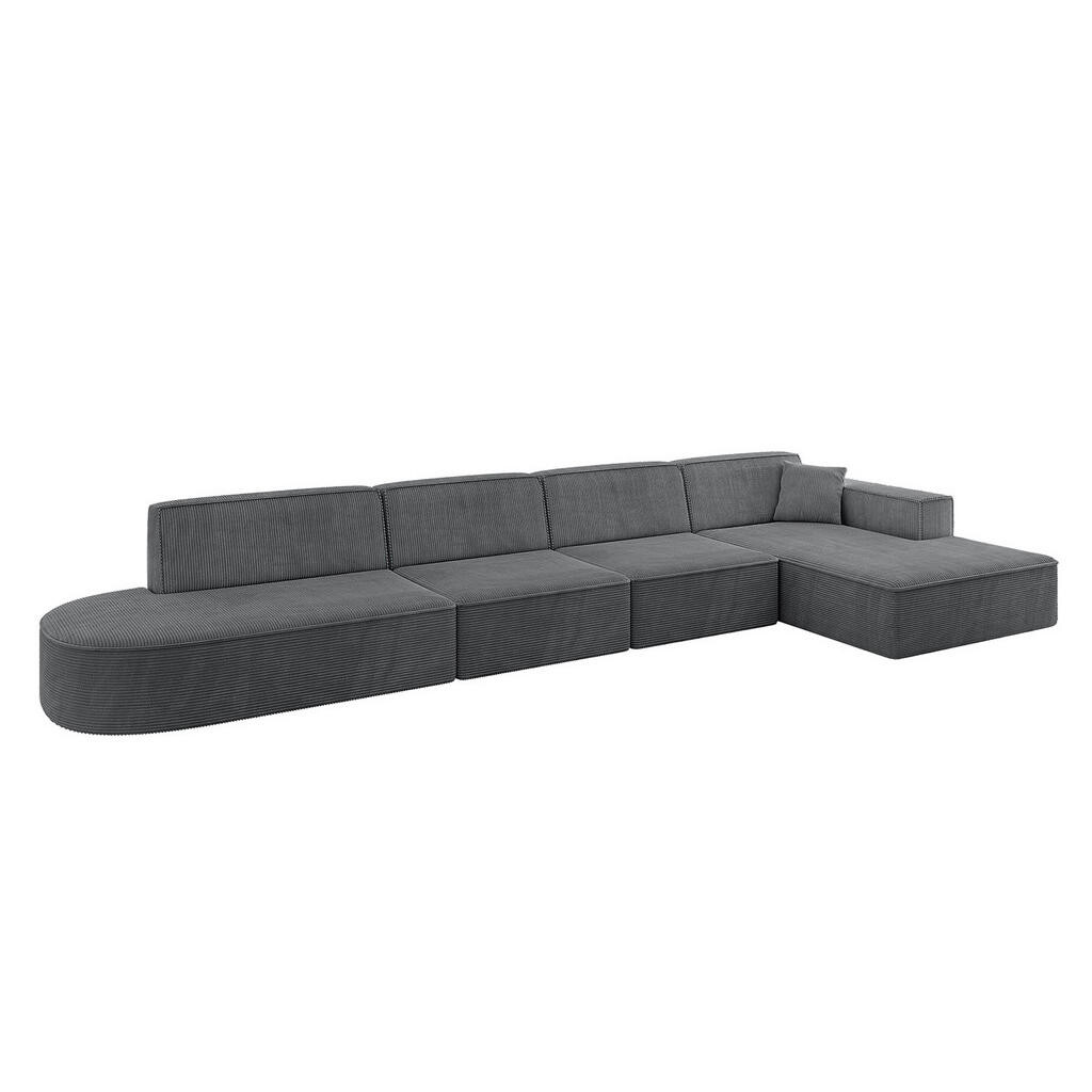 ALTDECOR ROHOVÁ SEDACÍ SOUPRAVA s otomanem vpravo IREA-L3-v4 – 412 × 165 × 77 cm tmavě šedá