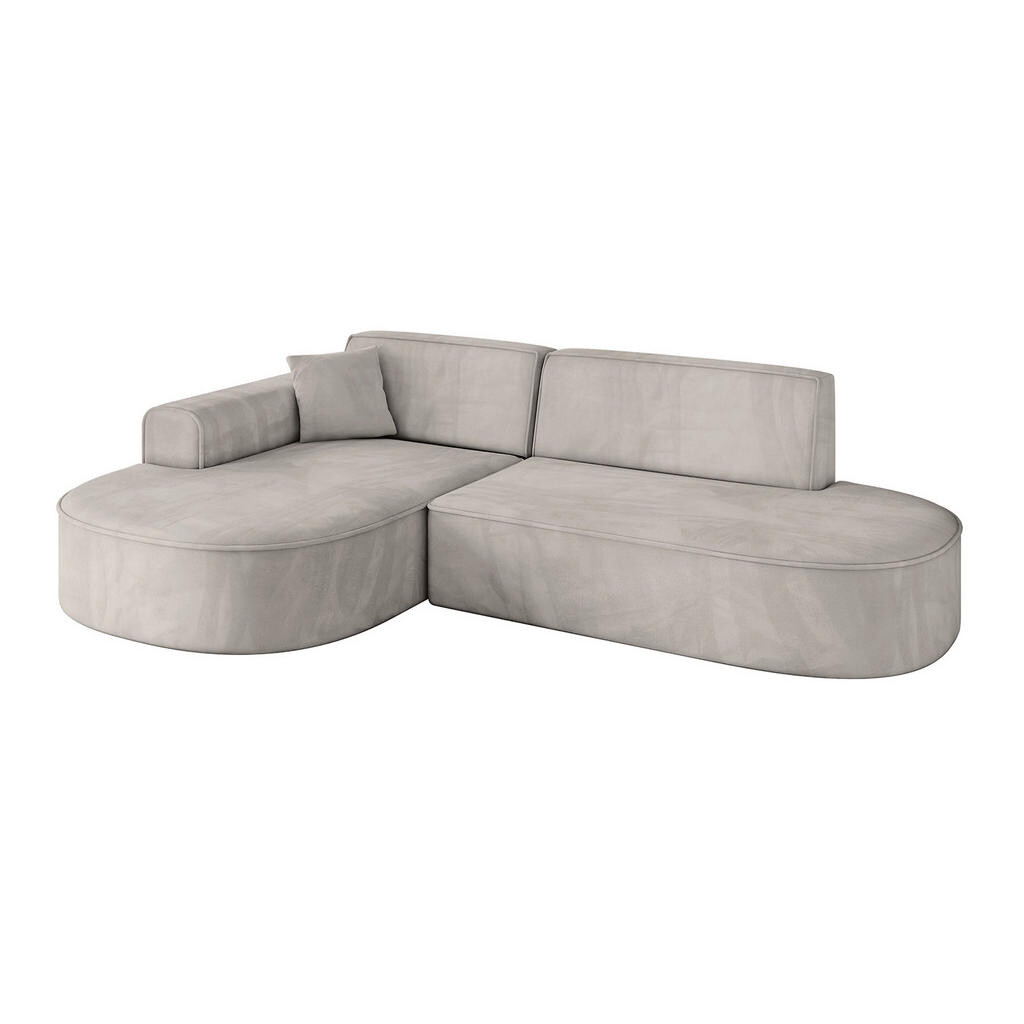 ALTDECOR ROHOVÁ SEDAČKA s otomanem vlevo MARI-L1 – 243 x 171 x 79 cm světle hnědá velur