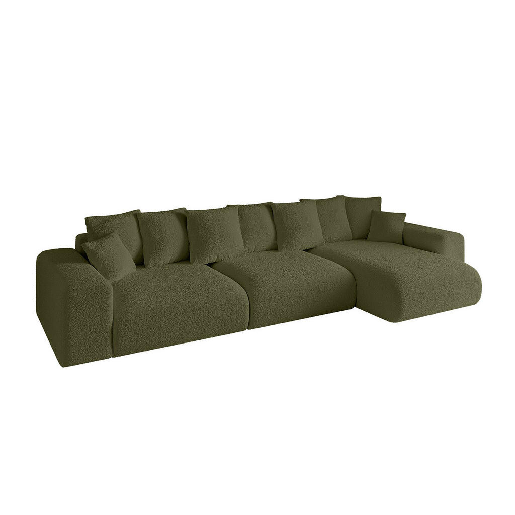 ALTDECOR ROHOVÁ SEDACÍ SOUPRAVA s otomanem vpravo ESKAR-L2 364x176x72 olivově zelená buklé
