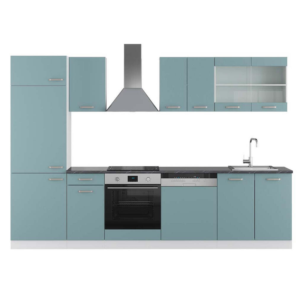 Vicco KUCHYŇSKÝ KOUT R-Line Modrošedá/bílá 300 cm , PD Antracit